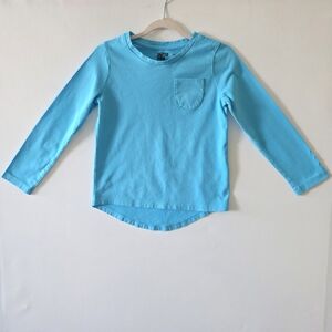 Kids Long-Sleeve Pocket Tee in Bright Aqua